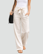 Women's Wide-Leg Linen Pants with Drawstring Waist