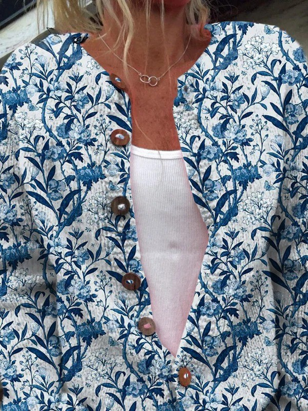 Women's Floral Print Cardigan with Button Front