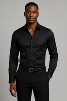 Men's Slim Fit Shirt with Satin Finish and Stretch Fabric