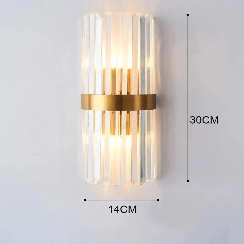 Moderne Wandlamp – Zwart en Goud, Kristallen Accenten voor Sfeervolle Verlichting in Woonkamer of Slaapkamer