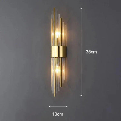 Moderne Wandlamp – Zwart en Goud, Kristallen Accenten voor Sfeervolle Verlichting in Woonkamer of Slaapkamer