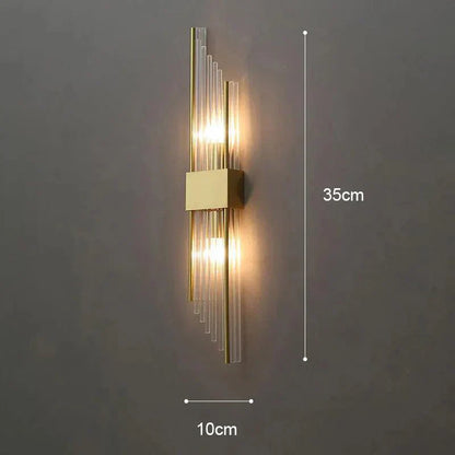 Moderne Wandlamp – Zwart en Goud, Kristallen Accenten voor Sfeervolle Verlichting in Woonkamer of Slaapkamer