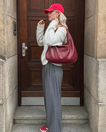 NOLA Everyday Bag | Trendy gevlochten Dames Tas van Vegan Leer met Ruime Indeling