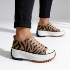 Women's Platform Sneakers Canvas Lace-Up with Cushioned Insole