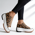 Women's Platform Sneakers Canvas Lace-Up with Cushioned Insole