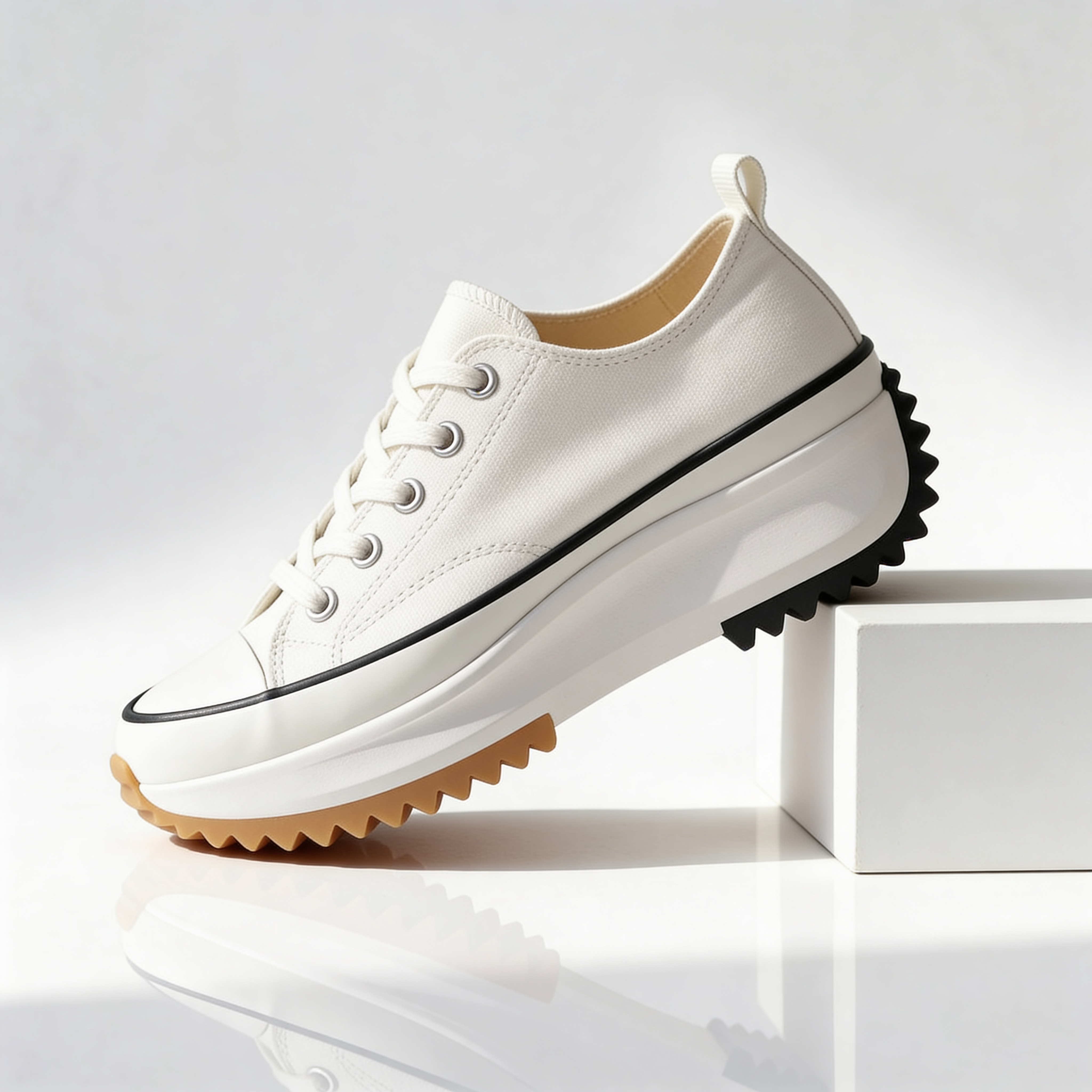 Women's Platform Sneakers Canvas Lace-Up with Cushioned Insole