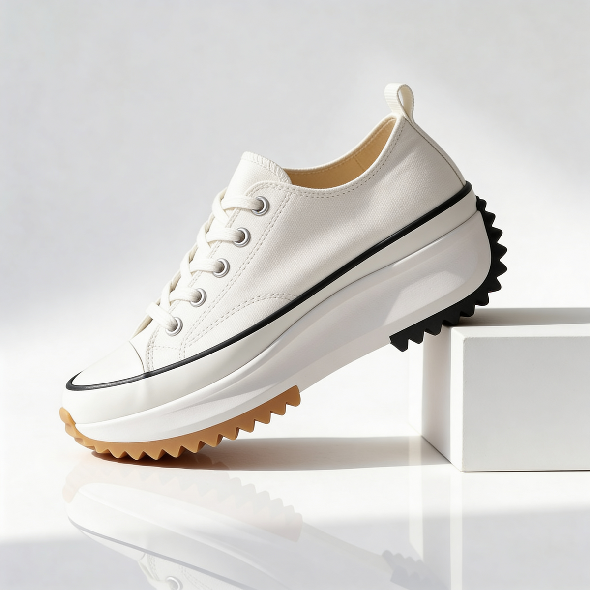 Women's Platform Sneakers Canvas Lace-Up with Cushioned Insole
