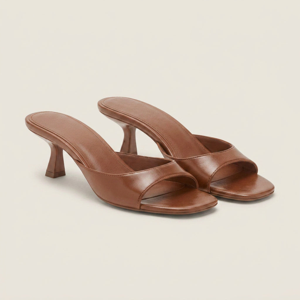 Women's Slingback Sandals Faux Leather Square Toe Heel