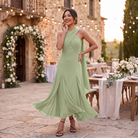 Women's Long Wedding Guest Dress Slim Fit Chiffon