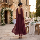 Women's Long Wedding Guest Dress Slim Fit Chiffon