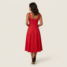 Women's Midi Dress Square Neck Flared Skirt