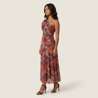 Women's One-Shoulder Midi Dress – Draped Chiffon-Effect Gown