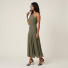 Women's One-Shoulder Midi Dress – Draped Chiffon-Effect Gown