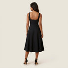 Women's Midi Dress Square Neck Flared Skirt