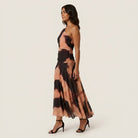 Women's One-Shoulder Midi Dress – Draped Chiffon-Effect Gown