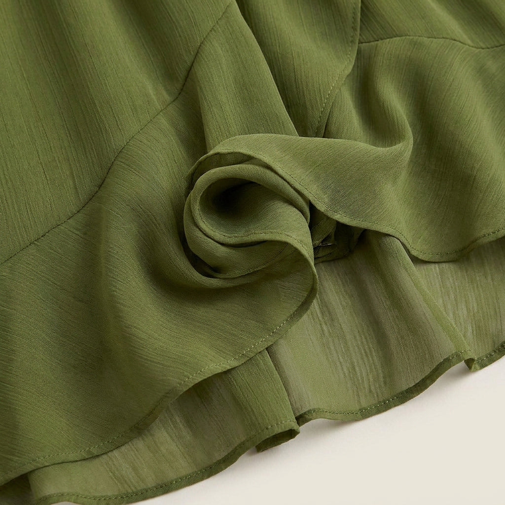 Women's Chiffon Wrap Midi Dress with Flutter Sleeves
