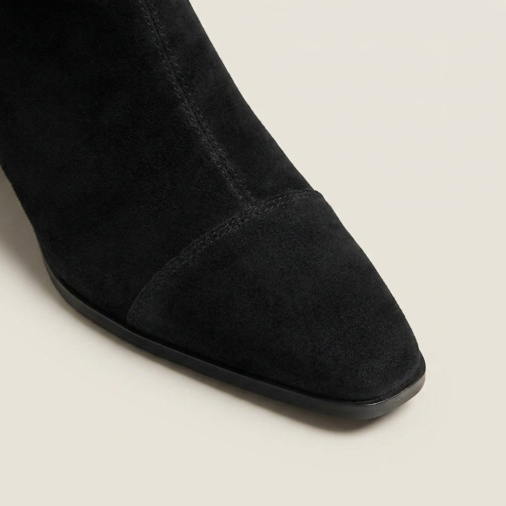 Women's Suede-Effect Ankle Boots with Low Block Heel