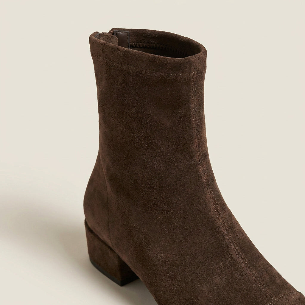 Women's Suede-Effect Ankle Boots with Low Block Heel