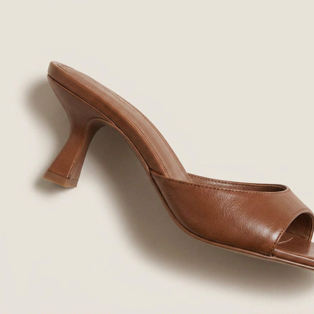 Women's Slingback Sandals Faux Leather Square Toe Heel