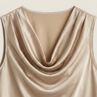 Women's Sleeveless Satin Top with Draped Cowl Neck