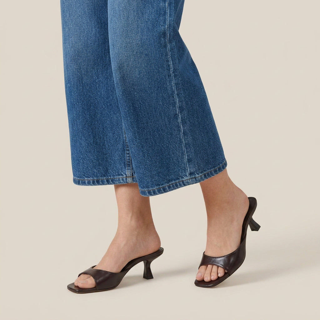 Women's Slingback Sandals Faux Leather Square Toe Heel