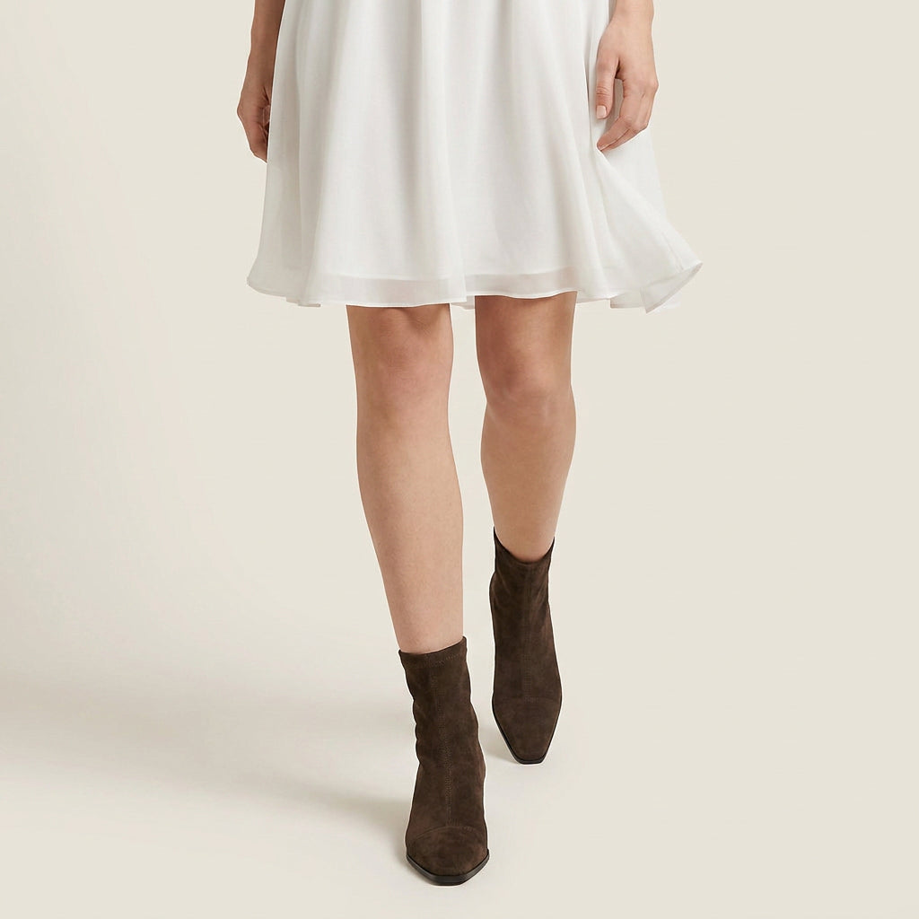 Women's Suede-Effect Ankle Boots with Low Block Heel