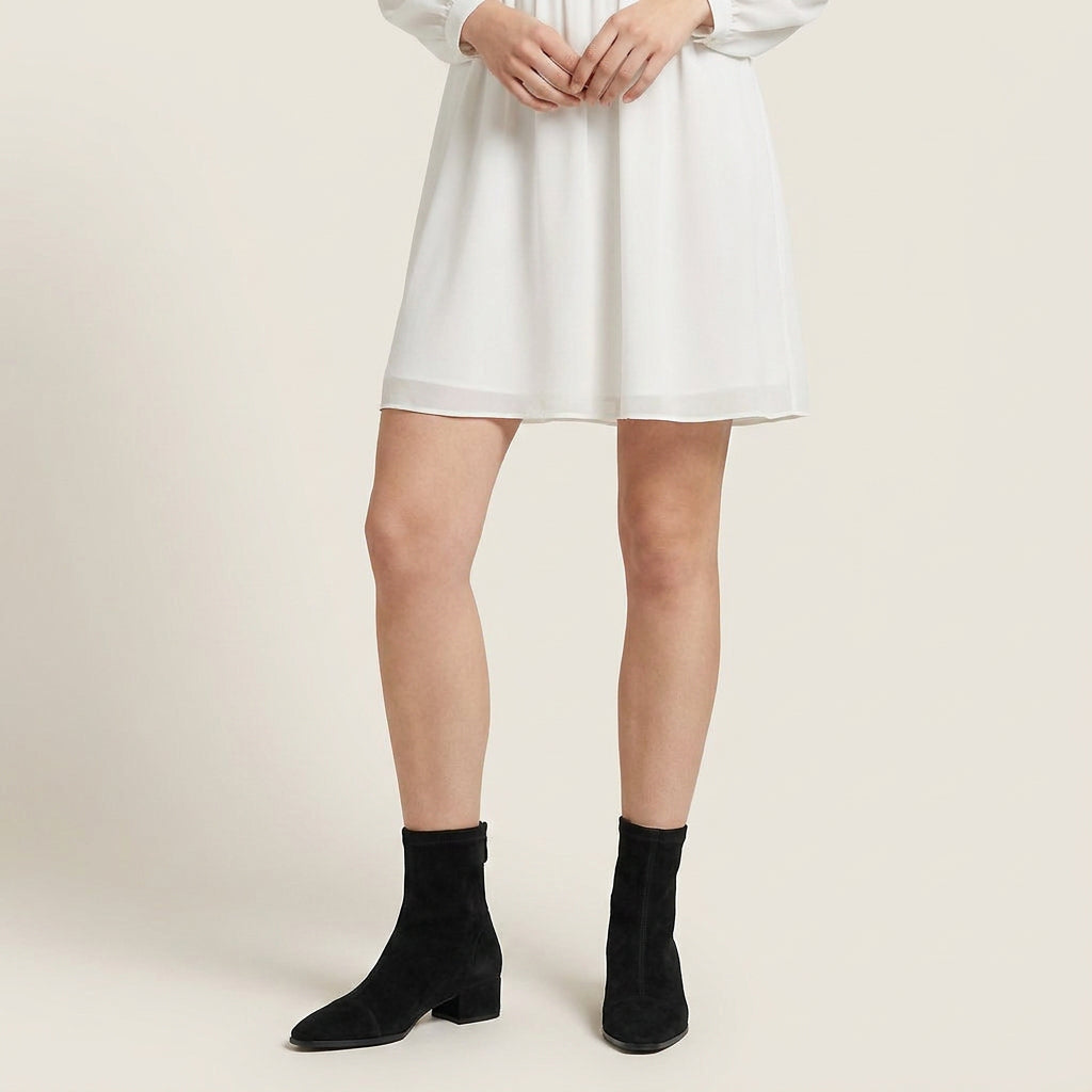 Women's Suede-Effect Ankle Boots with Low Block Heel