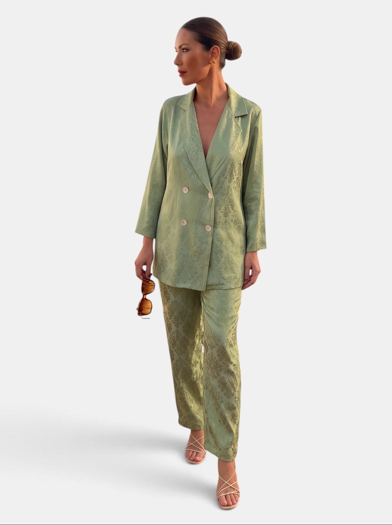 Women's Blazer and Wide Leg Trouser Set Two-Piece
