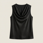 Women's Sleeveless Satin Top with Draped Cowl Neck