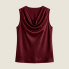 Women's Sleeveless Satin Top with Draped Cowl Neck