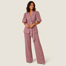 Women's Kimono Jacket & Wide-Leg Trousers Co-Ord Set – Geometric Print