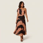 Women's One-Shoulder Midi Dress – Draped Chiffon-Effect Gown