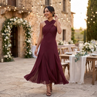 Women's Long Wedding Guest Dress Slim Fit Chiffon