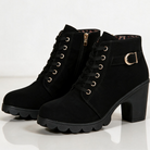 Women's Ankle Boots with Block Heel and Platform Sole