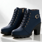 Women's Ankle Boots with Block Heel and Platform Sole