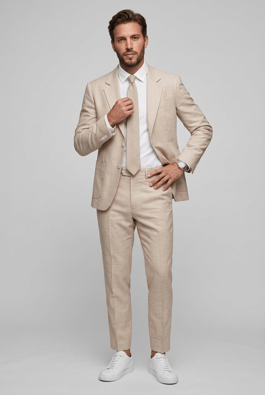 Men's Two-Piece Slim Fit Suit with Notch Lapel – Office and Formal Wear