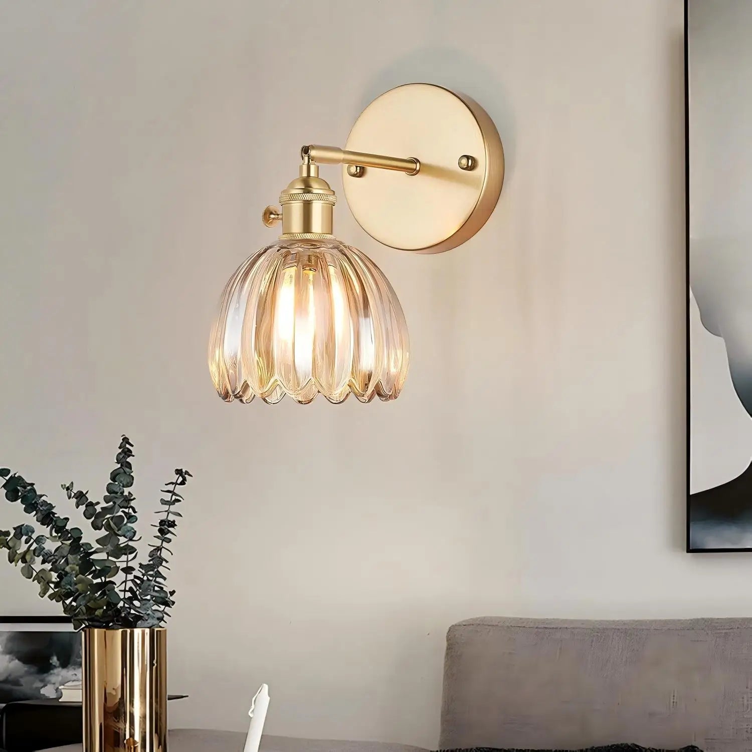 Tulip Shade Wall Light - Glass Sconce for Bedroom and Hallway