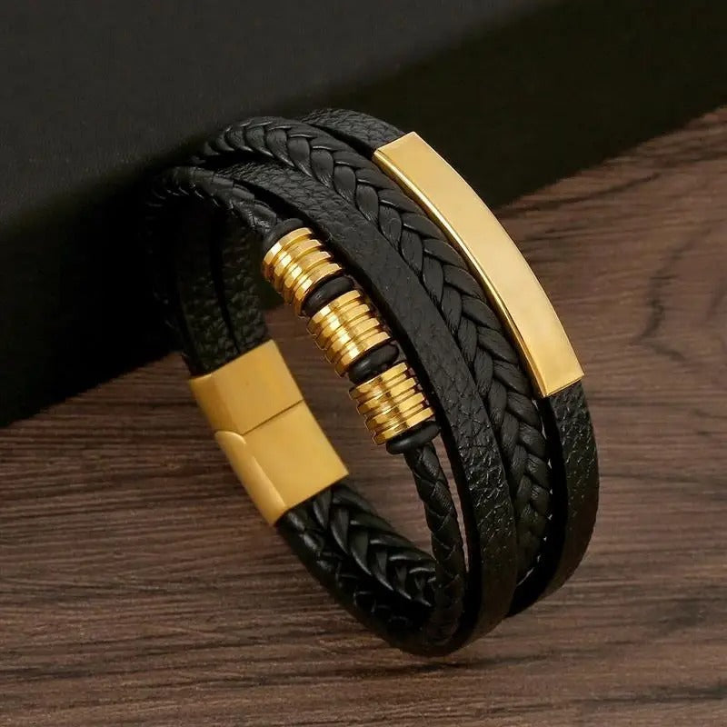 Men's Leather Wristband Bracelet – Smooth Finish, Everyday Style