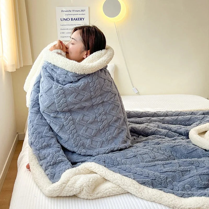 Unisex Dikke Lamswollen Winterdeken – Wollen Plaid voor Bank en Bed, Warm voor Koude Dagen