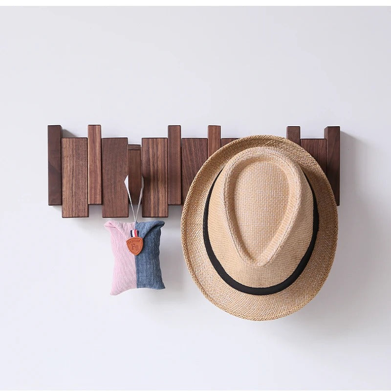 Wooden Coat Rack Piano Design – Walnut and Beech Wall Hooks
