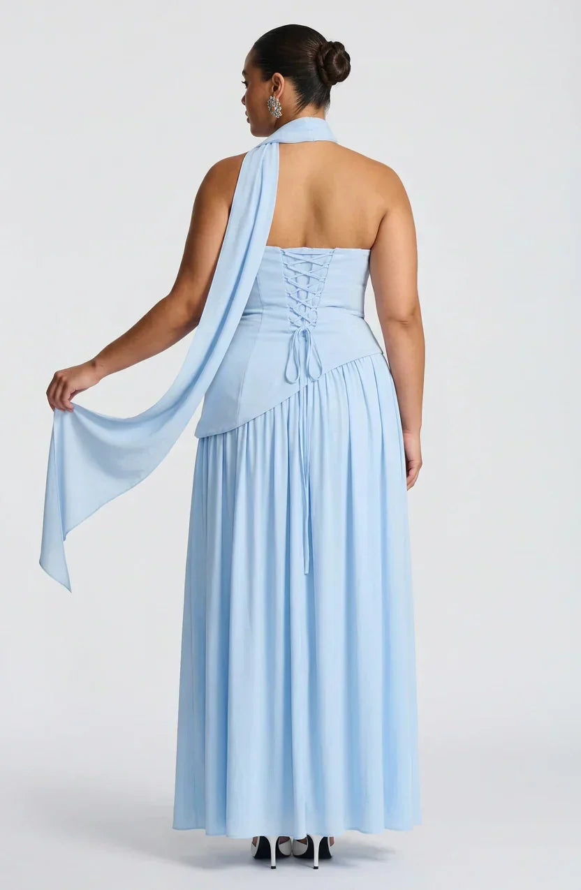 Maxi Dress For Women – Black & White Strapless Colorblock