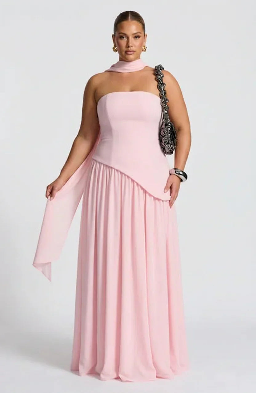 Maxi Dress For Women – Black & White Strapless Colorblock