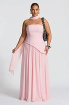 Maxi Dress For Women – Black & White Strapless Colorblock
