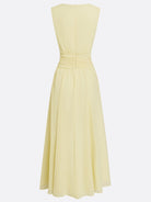 Sleeveless ruched A-line maxi dress in navy, front view