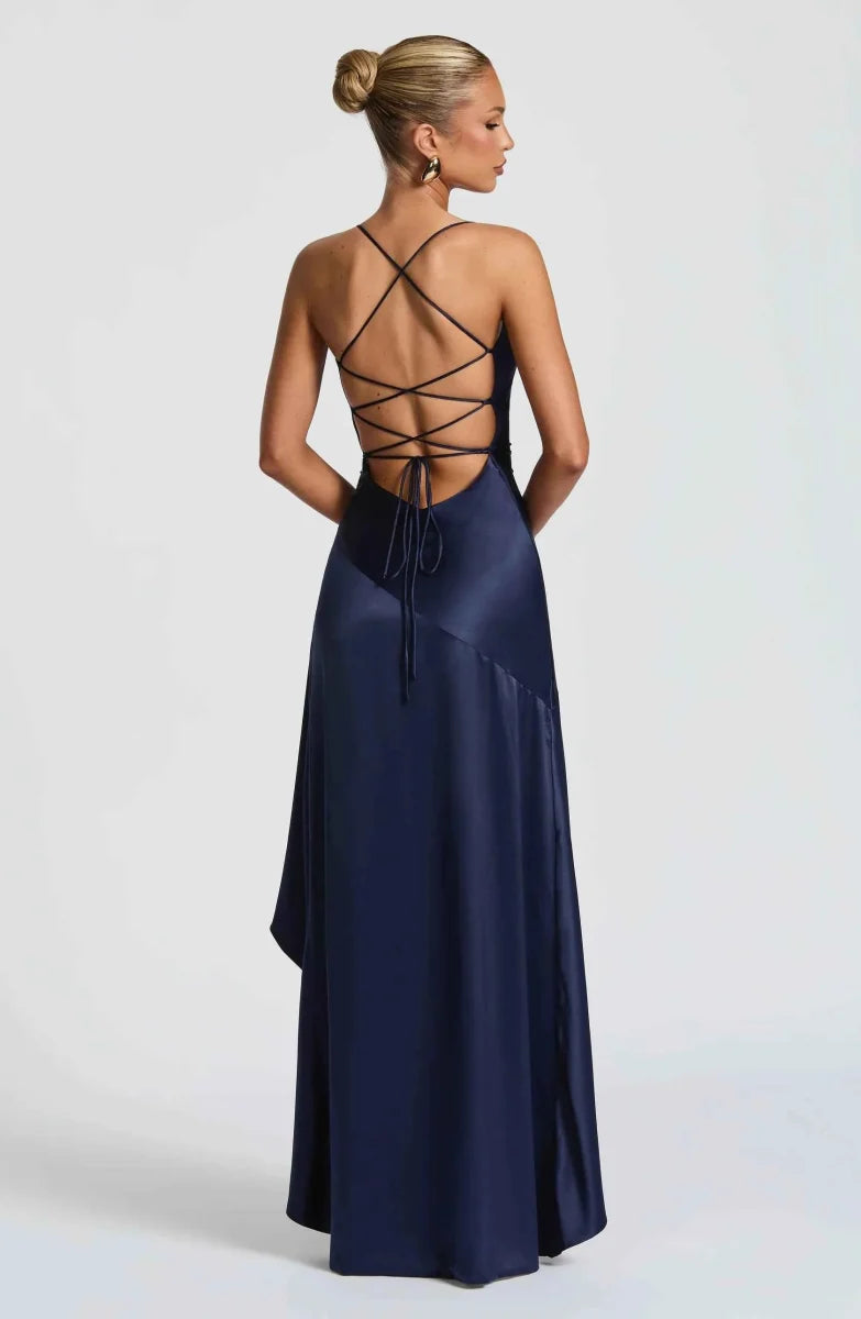Maxikleid mit Rüschenabschluss - Cecile LavelleDunkelrot