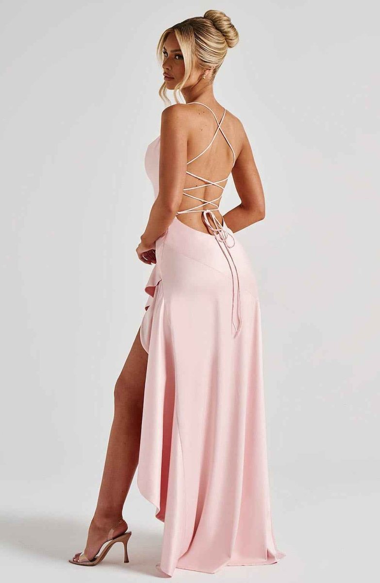 Maxikleid mit Rüschenabschluss - Cecile LavelleDunkelrot