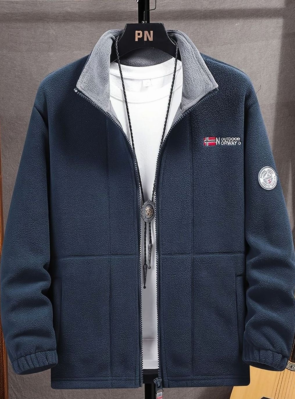 Men's Full-Zip Fleece Jacket with Stand Collar