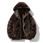Men's Hooded Faux Suede Jacket with Sherpa Teddy Lining