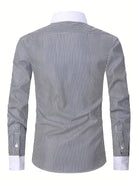 Men's Mandarin Collar Shirt Long Sleeve – Button-Front Formal Shirt