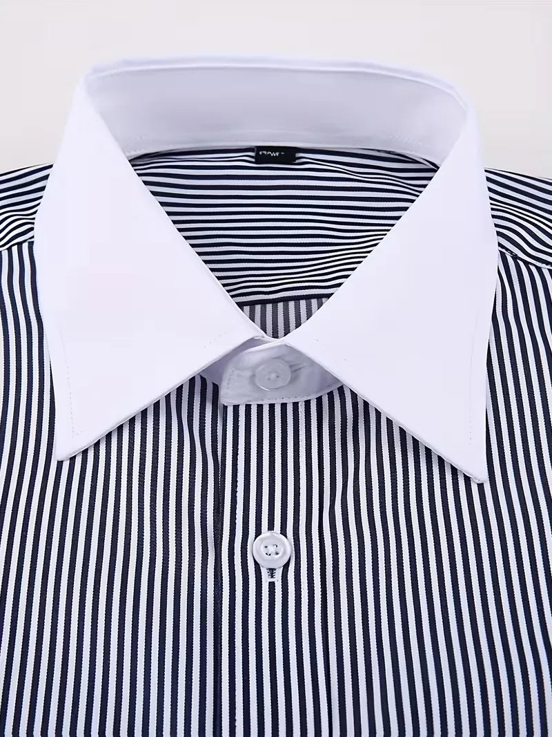 Men's Mandarin Collar Shirt Long Sleeve – Button-Front Formal Shirt